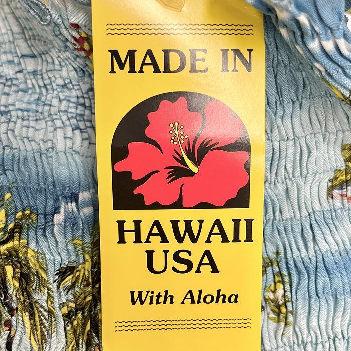 【新品】Puanani by RJC ノースリーブ チューブトップ 肩紐 ワンピース シャーリング アロハ USA ハワイ製 レーヨン100% M 青 レディース |  | 03