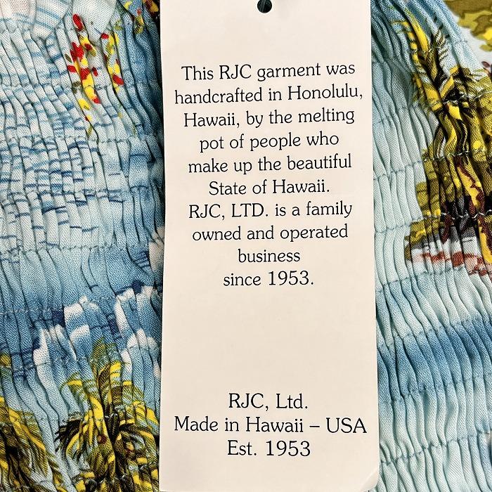 【新品】Puanani by RJC ノースリーブ チューブトップ 肩紐 ワンピース シャーリング アロハ USA ハワイ製 レーヨン100% M 青 レディース |  | 04