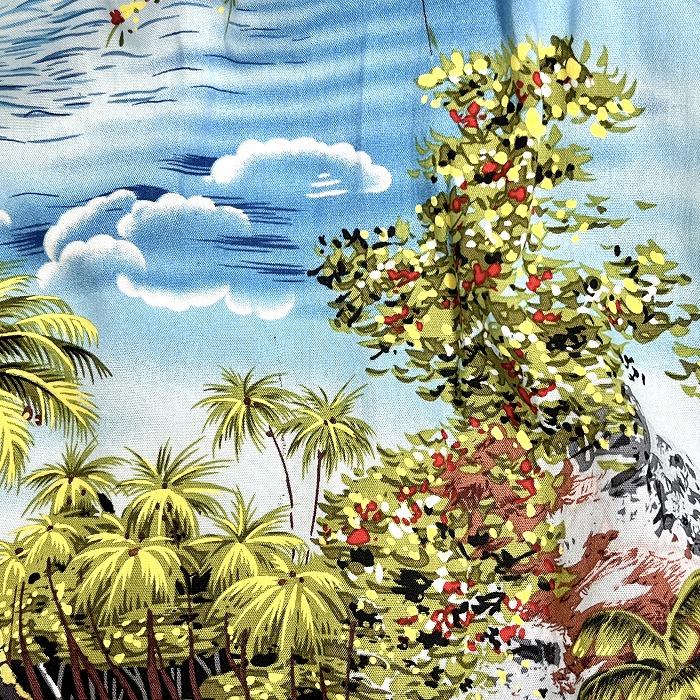 【新品】Puanani by RJC ノースリーブ チューブトップ 肩紐 ワンピース シャーリング アロハ USA ハワイ製 レーヨン100% M 青 レディース |  | 06