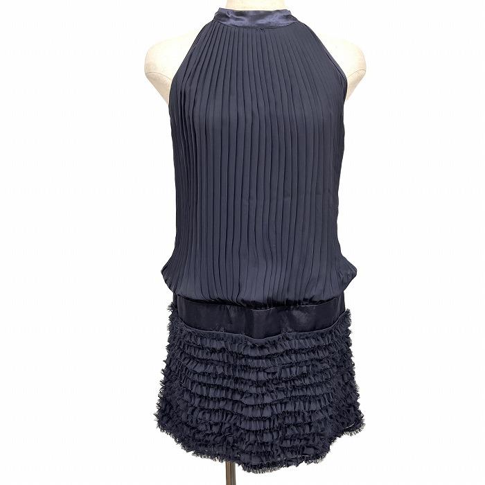 新品未使用 エイミーゴルフ ノースリーブ プリーツ ヘムワンピースS ネイビー エイミーゴルフ ノースリーブ プリーツ ヘムワンピースS