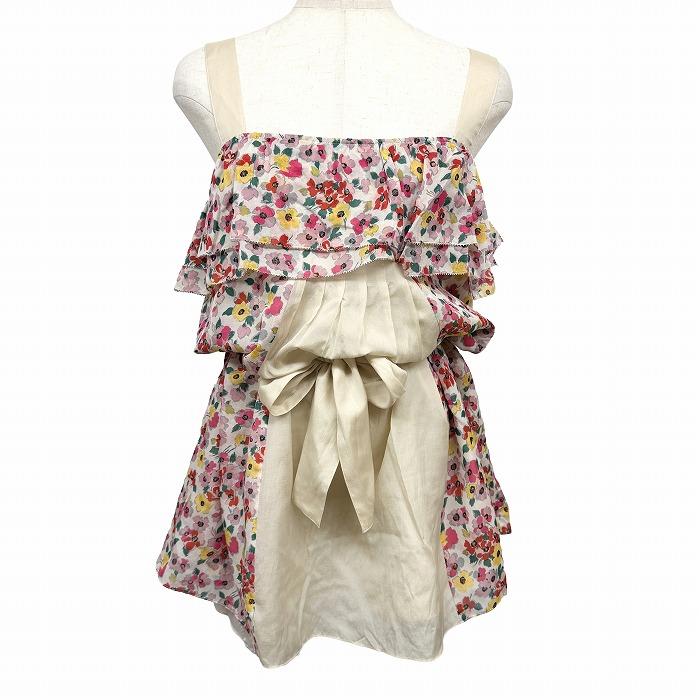 ジルスチュアート 【新品】 薄手 チュニック ワンピース 肩ひも 花柄 裏地付き シルク×綿 2 ピンク×緑×黄×グレー×白 レディース | JILL STUART