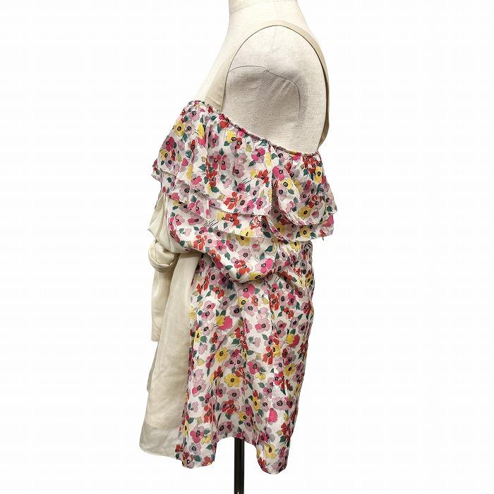 ジルスチュアート 【新品】 薄手 チュニック ワンピース 肩ひも 花柄 裏地付き シルク×綿 2 ピンク×緑×黄×グレー×白 レディース | JILL STUART | 01