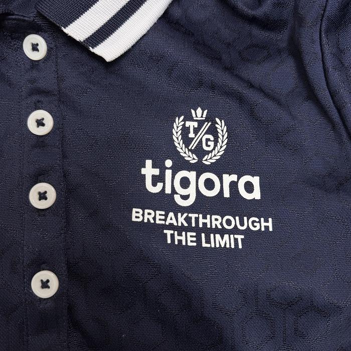 ティゴラ TIGORA ゴルフ ポロワンピース ウエスト紐 裏地無し 半袖 英字ロゴプリント Dリング ポリ100% M ネイビー 紺×白 レディース | TIGORA | 04