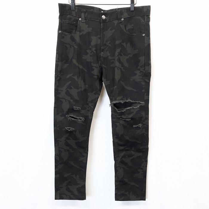 インプ imp ダメージパンツ 迷彩柄 USED加工 クラッシュ加工