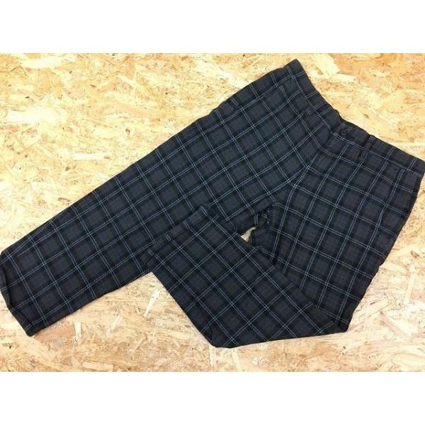 シップス SHIPS 若干厚手 テーパード チェック クロップドパンツ トラウザーズ ジップフライ ダブル 綿100% M 黒×グレー系×青 メンズ | SHIPS