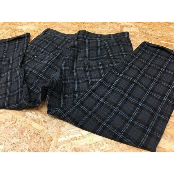 シップス SHIPS 若干厚手 テーパード チェック クロップドパンツ トラウザーズ ジップフライ ダブル 綿100% M 黒×グレー系×青 メンズ | SHIPS | 02