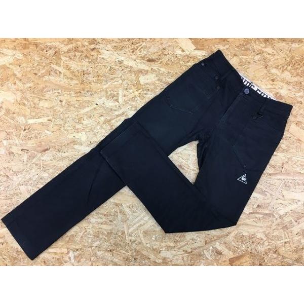 le coq sportif ルコックスポルティフ 若干テーパード ストレッチ パンツ両面ロゴ入り プリント 刺繍 サイズ7 黒×薄ピンク レディース | le coq sportif