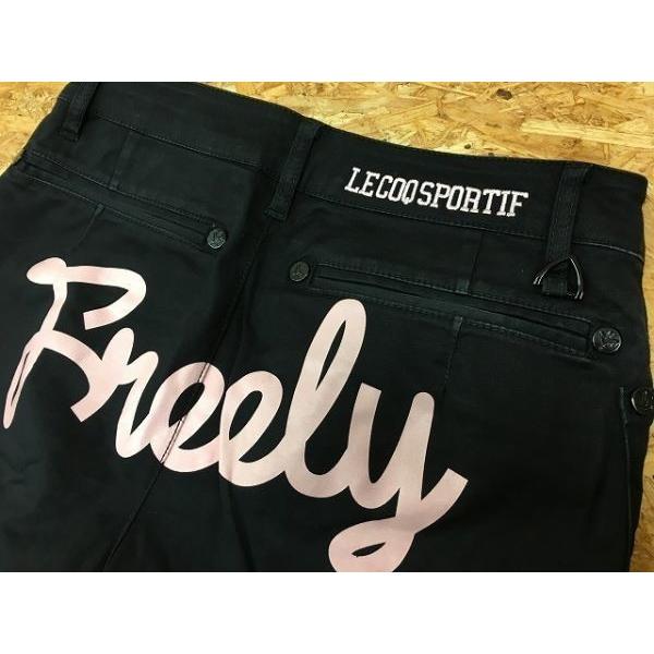 le coq sportif ルコックスポルティフ 若干テーパード ストレッチ パンツ両面ロゴ入り プリント 刺繍 サイズ7 黒×薄ピンク レディース | le coq sportif | 06