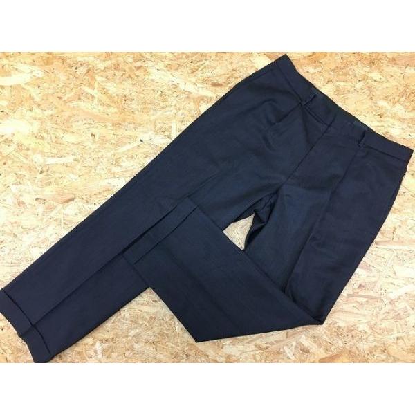 ブランド不明 若干テーパード 1タック ダブル スラックス トラウザーズ パンツ ジップフライ ウール×ポリ 170AB5 紫掛かったグレー メンズ | 