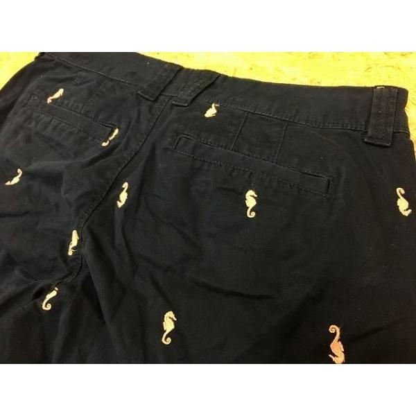 OLD NAVY オールドネイビー 綿×ポリウレタン テーパード 総柄 タツノオトシゴ パンツ ジップフライ サイズ160cm 紺×オレンジ レディース | OLD NAVY | 03