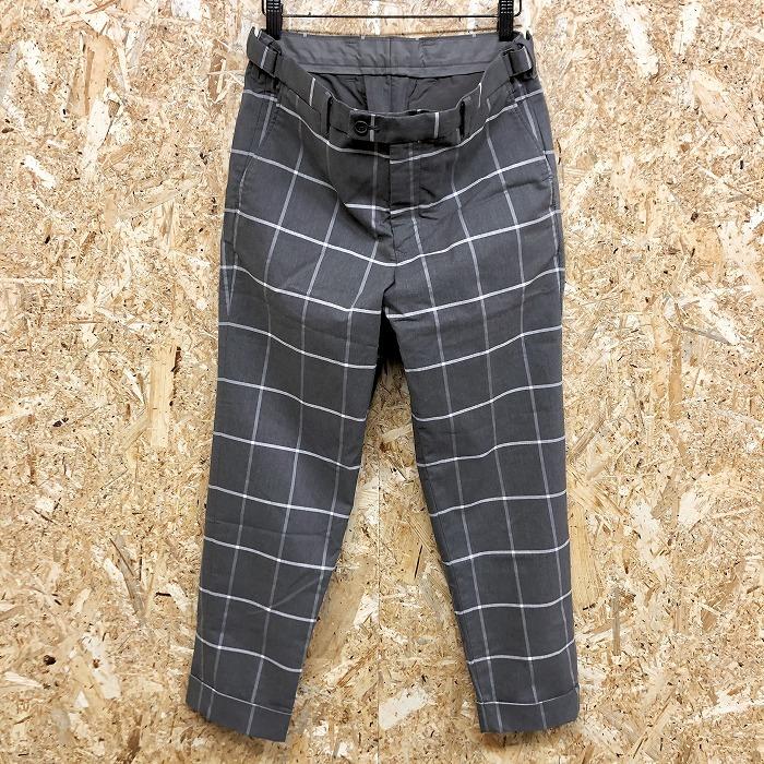 Global Work グローバルワーク S メンズ トラウザーズ パンツ テーパード チェック ストレッチ ダブル アジャスタベルト 杢グレー 白 Pl Undo Rowa ヤフー店 通販 Yahoo ショッピング