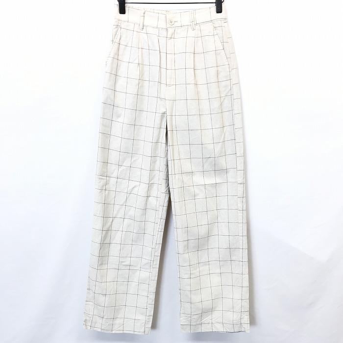 Azul By Moussy アズールバイマウジー M メンズ 男性 パンツ スネあたりまで裏地付き チェック 綿 麻 オフホワイト ブラウン 白系 茶色 Pl Undo Rowa ヤフー店 通販 Yahoo ショッピング