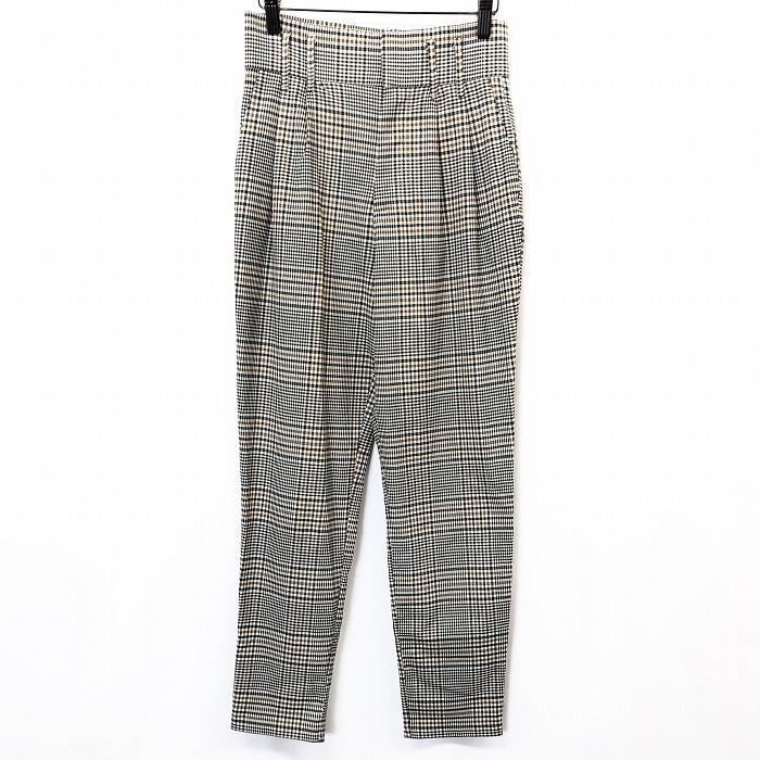 Zara Trf ザラ Xs レディース ハイウエスト パンツ テーパード チェック ジップフライ ポリエステル レーヨン ポリウレタン 茶色 緑 黒 Pl Undo Rowa ヤフー店 通販 Yahoo ショッピング