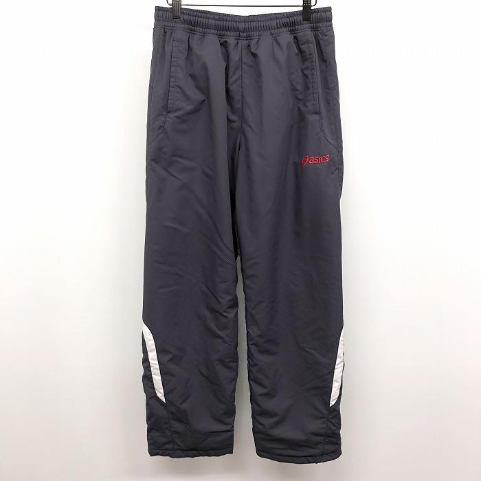 asics アシックス O XL 2L メンズ 男性 中綿 スポーツ パンツ テーパード ウエストにゴムと紐 裾ジップ ポリ100% グレーネイビー系 紺系 | ASICS
