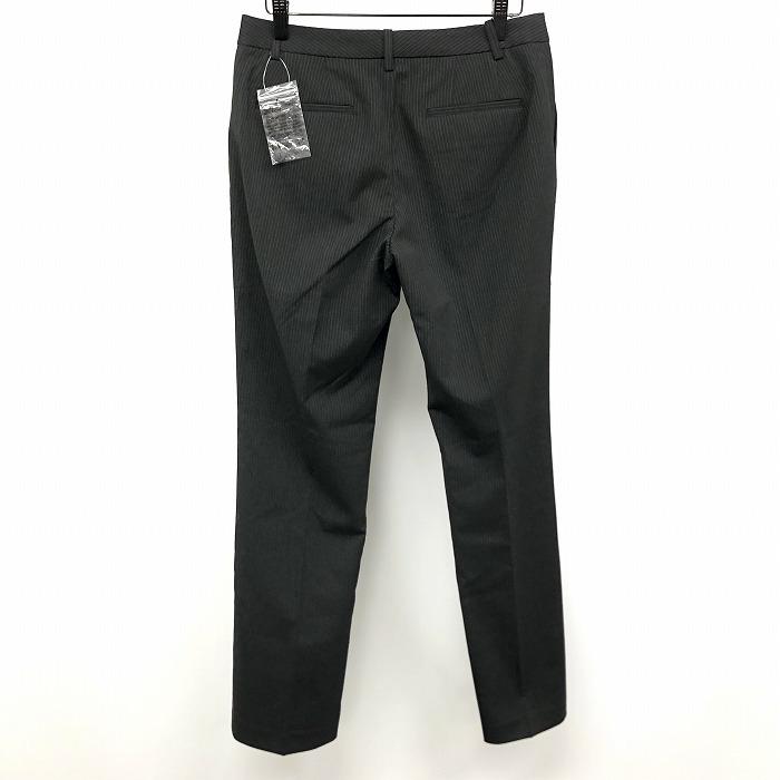 ユニクロ 【新品】UNIQLO 若干薄手 ストレッチパンツ ストライプ ポリエステル×レーヨン×ポリウレタン 64cm チャコールグレー レディース｜undo-rowa｜02