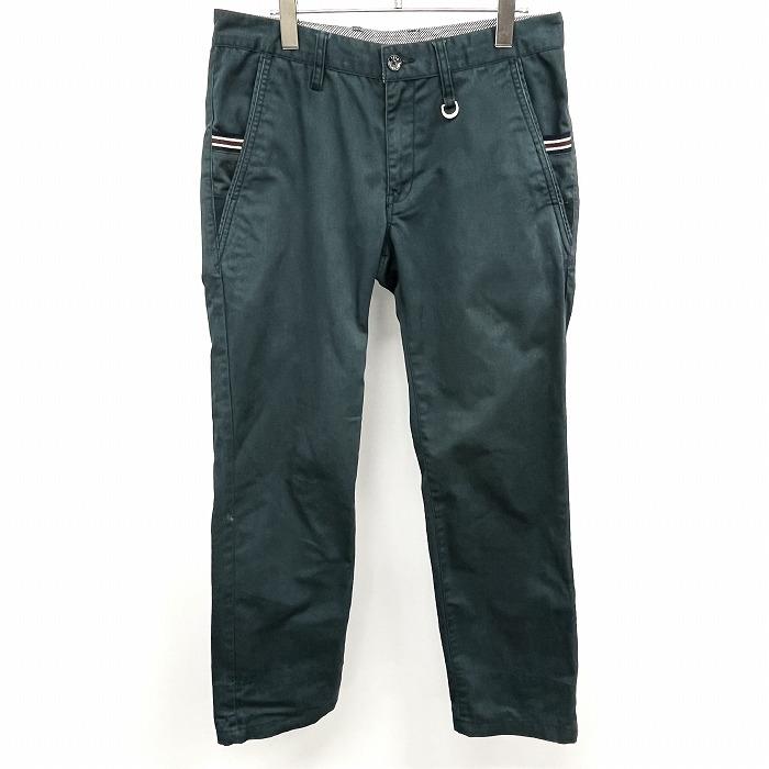 THE SHOP TK MIXPICE ザ・ショップ ティーケー ミクスパイス L メンズ チノパンツ 裾にストライプ柄裏地 シンチバック ポリ×綿 杢グリーン | THE SHOP TK