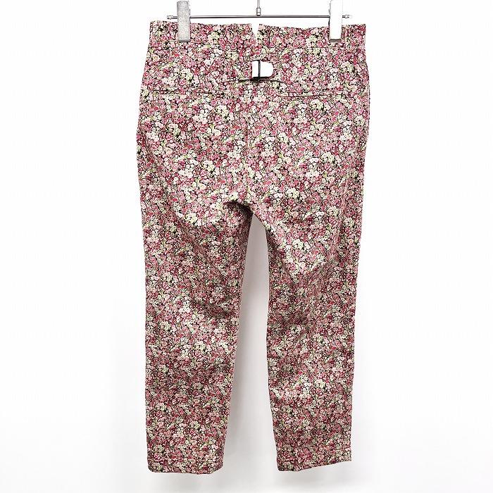 ビームスボーイ BEAMS BOY スキニーパンツ 花柄 裾ダブル ストレッチ 日本製 綿など 1号 ピンク×グリーン×ブラック ピンク レディース | BEAMS BOY | 01