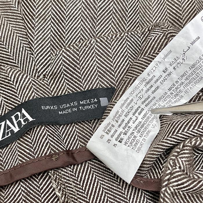 ZARA（ザラ） テーパードパンツ ヘリンボーン ベルトループ無し