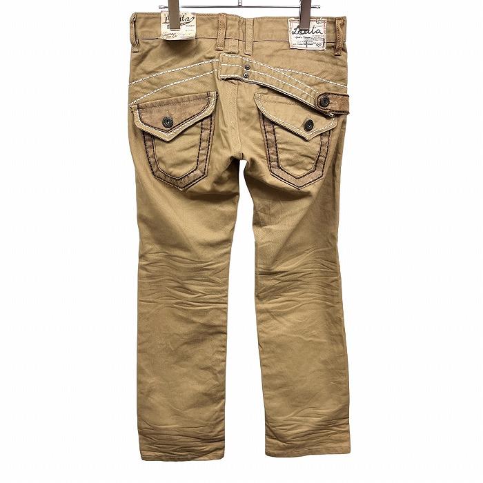 ロリータジーンズ 【新品】LOLITA JEANS チノパンツ USED加工 ストレート ジップフライ ロゴパッチ 綿100% 27 ブラウン 茶 レディース | LOLITA JEANS | 01