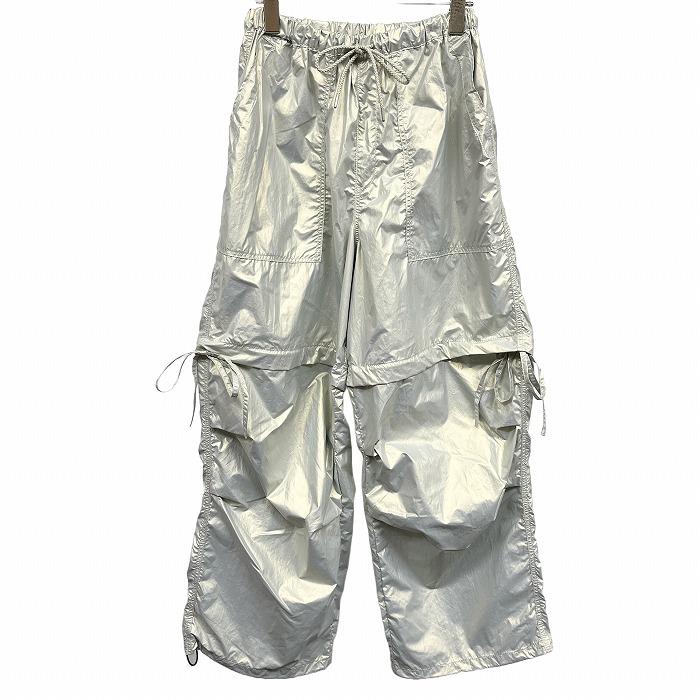 【新品】RODEO CROWNS WIDE BOWL 薄手 光沢感 ワイド ベイカーパンツ ナイロン100% Free ゴールドグレー イエローシルバー系 レディース | 
