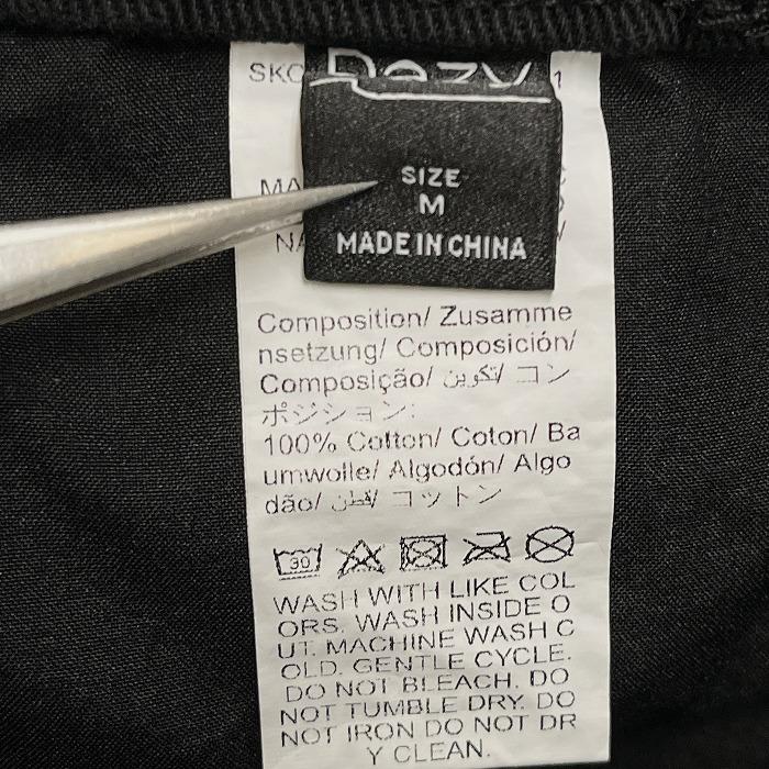 【新品】Dazy ワイドパンツ カラーデニム 裾タック テーパード 無地 ジップフライ 綿100% コットン100% M ブラック 黒 レディース |  | 04