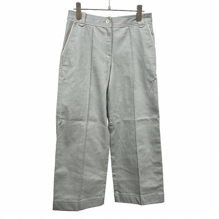 JUDY COLLECTION ワイドパンツ センターシーム ストレート ストレッチ 綿×ポリウレタン 38 ヘザーブルーグリーン 青緑系 レディース | ジュディ