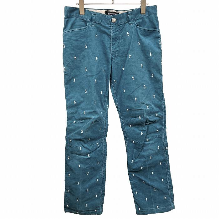 le coq sportif GOLF COLLECTION コーデュロイパンツ ゴルファーの刺繍 ひざが立体裁断 綿×ポリ 82 ターコイズブルー 青緑系×白 メンズ | le coq sportif