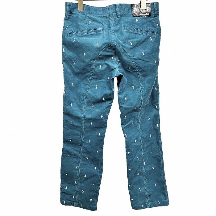 le coq sportif GOLF COLLECTION コーデュロイパンツ ゴルファーの刺繍 ひざが立体裁断 綿×ポリ 82 ターコイズブルー 青緑系×白 メンズ | le coq sportif | 01