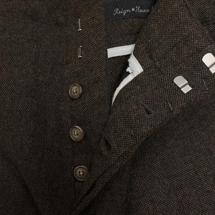 REIGN 起毛 スキニーパンツ ボタンフライ テーパード 裾ボタン 無地 ウール×ポリ(ラベル：牛革) 26 杢ブラウン メンズ(レディース？) | RAEN | 04