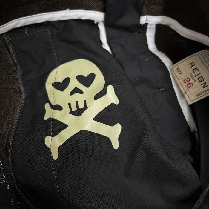 REIGN 起毛 スキニーパンツ ボタンフライ テーパード 裾ボタン 無地 ウール×ポリ(ラベル：牛革) 26 杢ブラウン メンズ(レディース？) | RAEN | 07