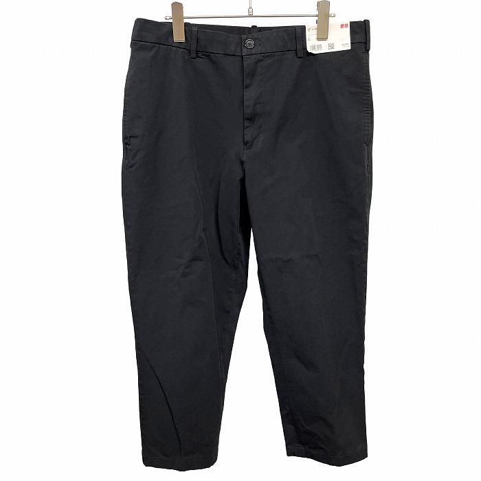 ユニクロ 【新品】UNIQLO スマートアンクルパンツ テーパード ストレッチ 無地 ウエスト紐 綿×ポリウレタン L ネイビー 紺 メンズ | ユニクロ