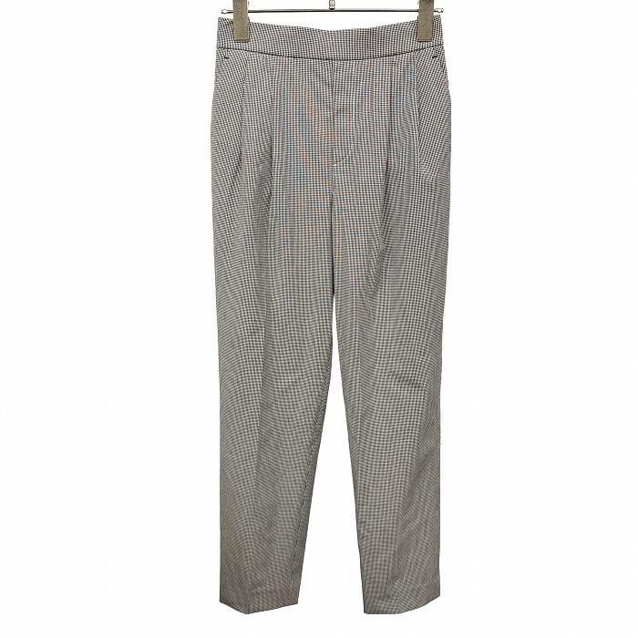 【新品】GLOBAL WORK 若干薄手 ウツクシルエットテーパードパンツ ハウンドトゥースチェック ポリなど S ブラック 黒×白 レディース | GLOBAL WORK