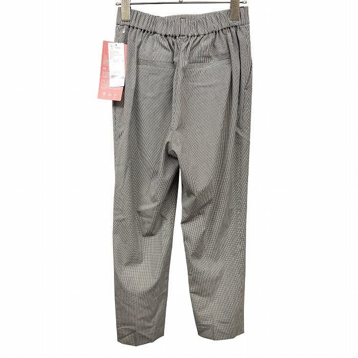 【新品】GLOBAL WORK 若干薄手 ウツクシルエットテーパードパンツ ハウンドトゥースチェック ポリなど S ブラック 黒×白 レディース | GLOBAL WORK | 01