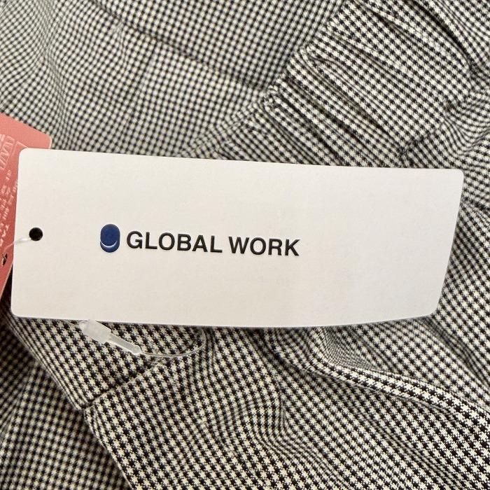 【新品】GLOBAL WORK 若干薄手 ウツクシルエットテーパードパンツ ハウンドトゥースチェック ポリなど S ブラック 黒×白 レディース | GLOBAL WORK | 06