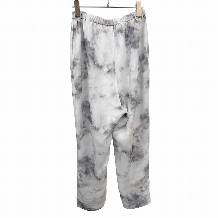 【新品/訳アリ】moment＋ 薄手 シフォン テーパードパンツ 裏地付き ポリ100% M グレー グレー×グレーネイビー×青系 レディース | moment+ | 01