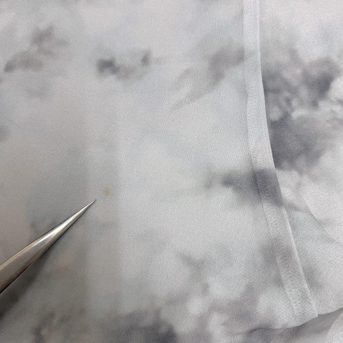 【新品/訳アリ】moment＋ 薄手 シフォン テーパードパンツ 裏地付き ポリ100% M グレー グレー×グレーネイビー×青系 レディース | moment+ | 02