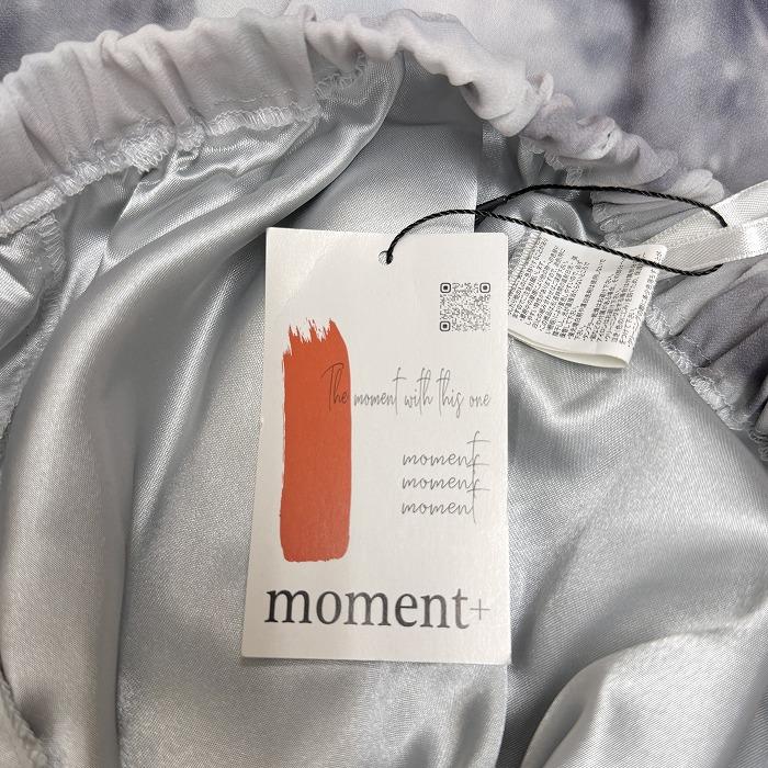 【新品/訳アリ】moment＋ 薄手 シフォン テーパードパンツ 裏地付き ポリ100% M グレー グレー×グレーネイビー×青系 レディース | moment+ | 03