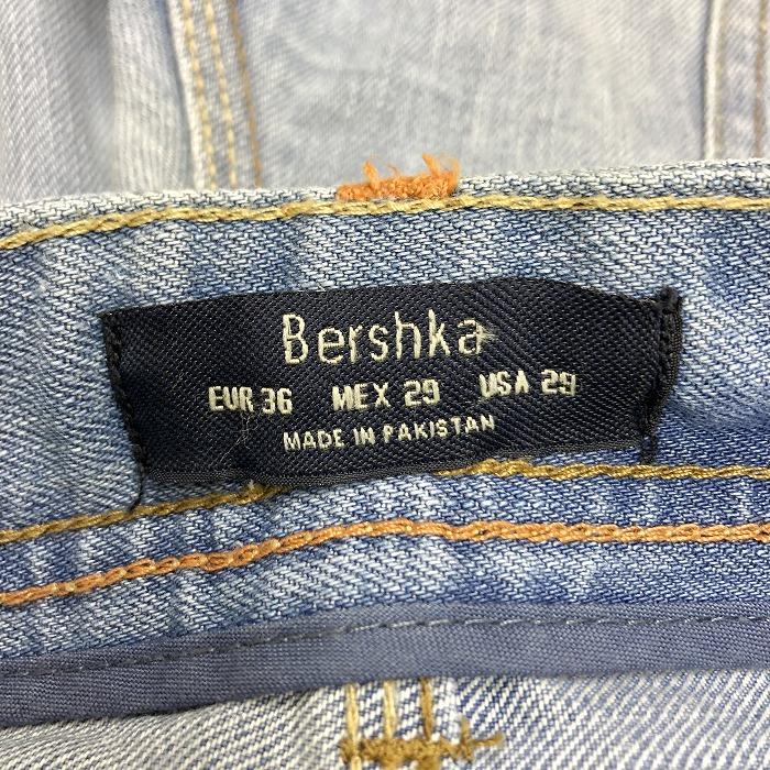 Bershka テーパードデニムショーツ ショートパンツ ダメージジーンズ USED加工 クラッシュ加工 ボタンフライ 綿100% 29 青 レディース | Bershka | 02