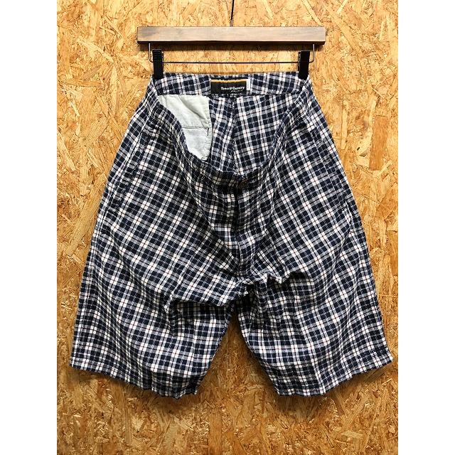 Town Country タウン カントリー L メンズ 薄手 ショートパンツ ショーツ ハーフパンツ チェック ウエストにゴムと紐 綿100 紺 赤 白 Ps Undo Rowa ヤフー店 通販 Yahoo ショッピング