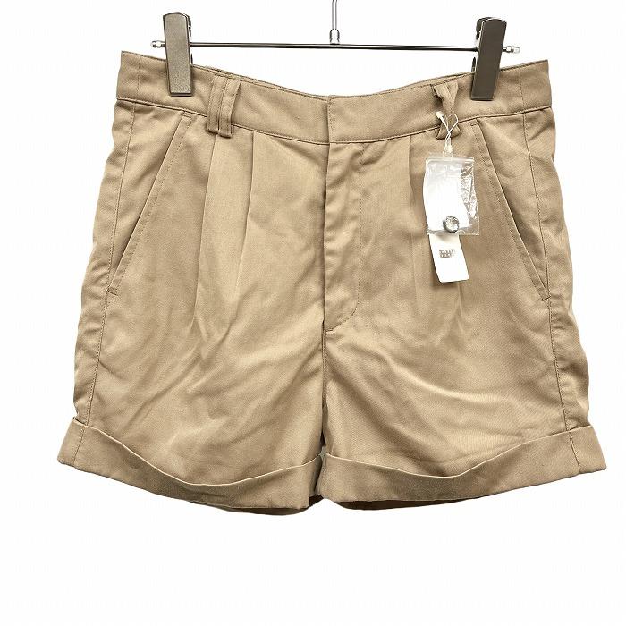 ローリーズファーム LOWRYS FARM ハイライズ ショートパンツ 2タック ポリ×レーヨン (ベルト：合皮） L ベージュカーキ レディース