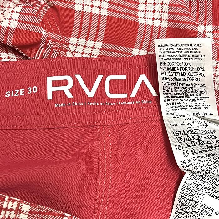 ルーカ RVCA スイムショーツ 水着 ショートパンツ ハーフパンツ チェック 裏地付き テーパード ウエスト紐 ポリ 30 レッド 赤 メンズ | RVCA | 02