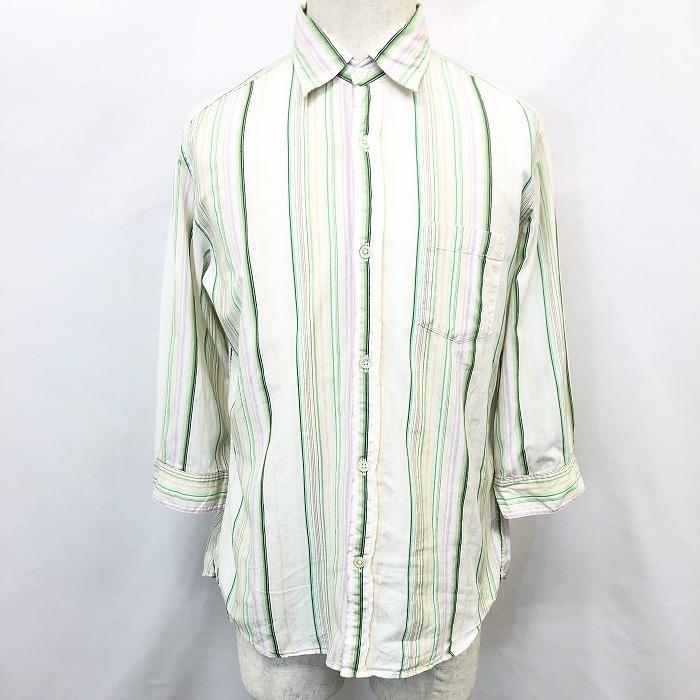 Journal Standard ジャーナルスタンダード L メンズ マルチストライプシャツ 7分袖 シェルボタン 胸ポケット 綿100 緑 白 紫 オレンジ Sl Undo Rowa ヤフー店 通販 Yahoo ショッピング