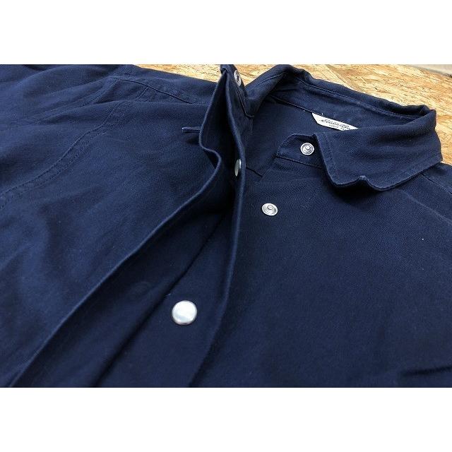 PGG ネイビー ジッパー付きシャツサイズ4 Eddie Bauer エディーバウアー シャツ 無地 フライフロント