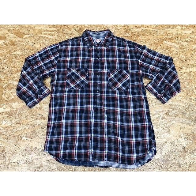 Beams ビームス M メンズ シャツ チェック柄 内側はギンガムチェック ねこ目ボタン 両胸ポケット 長袖 綿100 ネイビー 赤 グレーなど Sl Undo Rowa ヤフー店 通販 Yahoo ショッピング