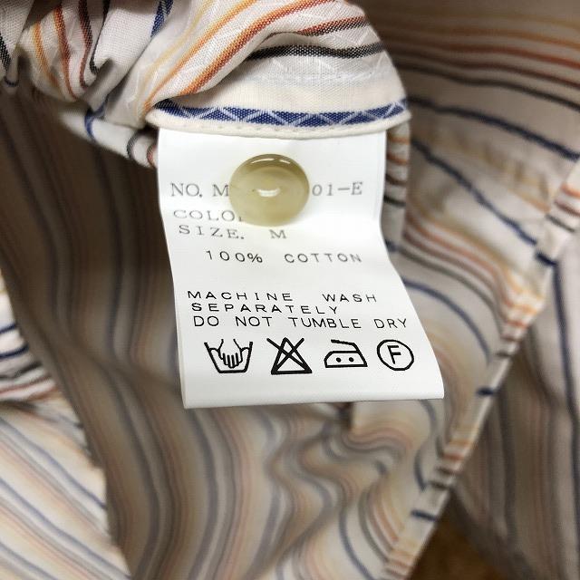 mil frutas designs バーンストーマー Mサイズ メンズ シャツ 胸に鳥の刺繍 マルチストライプ 長袖 綿100% オフホワイト×青×茶系など | アダプト | 07