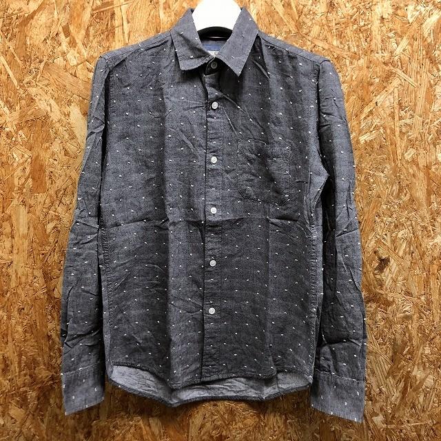 Global Work グローバルワーク S メンズ シャツ 大きめネップ 胸ポケット 長袖 レギュラーカラー 綿100 紺 白 茶 グレーに見えます Sl Undo Rowa ヤフー店 通販 Yahoo ショッピング