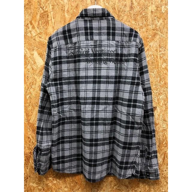 エドウィン EDWIN XV シャツ ソフトネル 起毛 バックプリント チェック 胸刺繍 両胸ポケット エポレット 長袖 綿100% LY グレー×黒 メンズ | EDWIN | 06