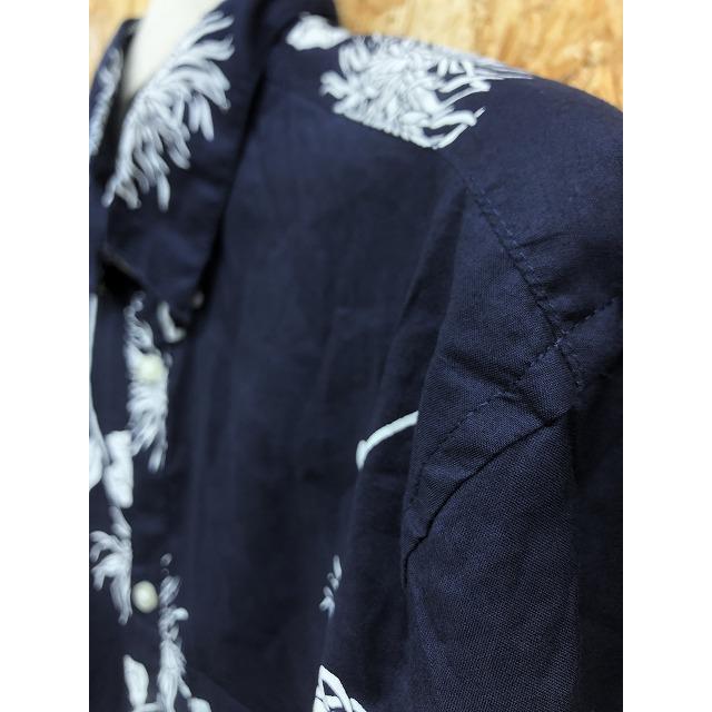 H M エイチアンドエム S メンズ 薄手 花柄シャツ 隠しボタンダウン イラスト プリント ラウンドテール 長袖 綿100 ネイビー 紺 Sl Undo Rowa ヤフー店 通販 Yahoo ショッピング