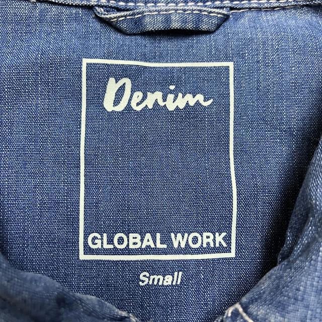 Global Work グローバルワーク S メンズ デニムシャツ ボックスカット 両胸ポケット フラガール刺繍 レギュラーカラー 長袖 綿100 ブルー Sl Undo Rowa ヤフー店 通販 Yahoo ショッピング