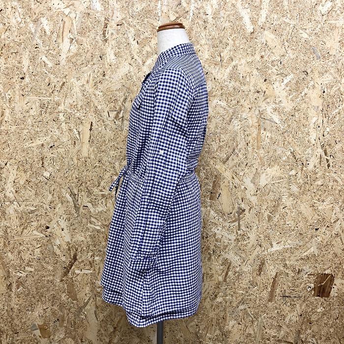 Gap ギャップ S レディース シャツワンピース シャツチュニック スカートに裏地付き チェック柄 ウエストに紐 長袖 綿100 青紫 白 Sl Undo Rowa ヤフー店 通販 Yahoo ショッピング